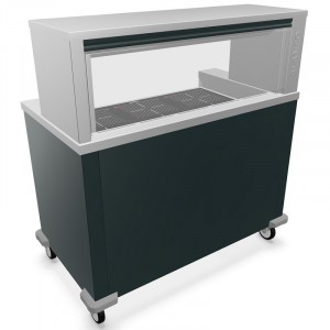 BLANCO m. drei integr. Induktionskochfeldern, (6 Kochzonen), m. Galerie und elektrostatischer, Filterung ION TEC, fahrbar, Edelstahl-Rollen, ø