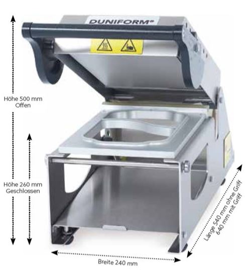 Duni Duniform Siegelmaschine DF10 inklusive 1 Kassette für hygienisch und auslaufsicher versiegelte Verpackungen