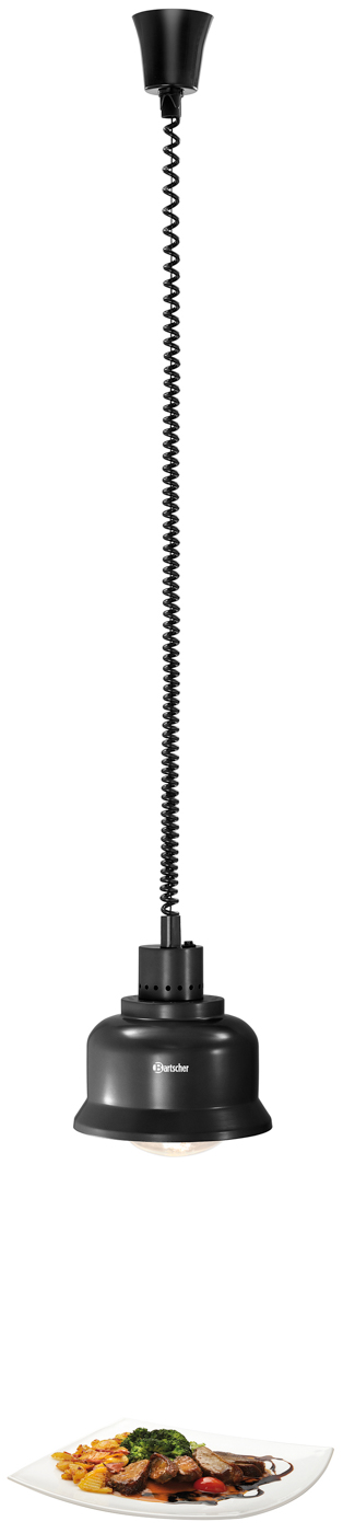 Bartscher Wärmelampe IWL250D SW | Art derWärmequelle: Infrarotlampe(n) | Maße: 23 x 23 x25,0 cm. Gewicht: 1 kg