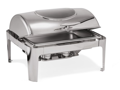 Chafing Dish. Chromnickelstahl. mit 2 Brennpastenbehältern, GN Behälter 1/1 - 65 mm, Roll