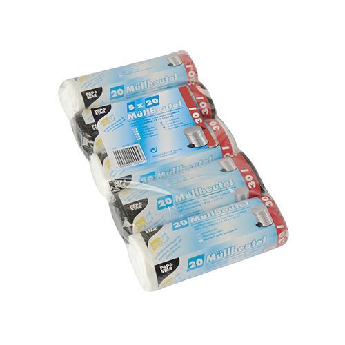 100 Müllbeutel, HDPE 30 l 60 cm x 50 cm farbig sortiert von Starpak