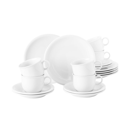 Seltmann Kaffeeservice 18-teilig, rund, Form: Compact, weiss, hohe Kantenschlagfestigkeit, Made in Germany