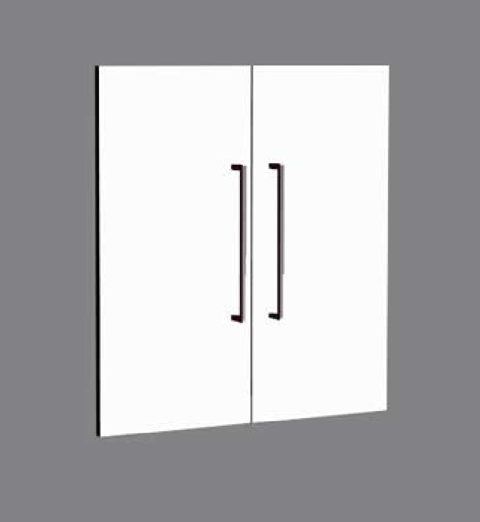 Vorbautüren-Set MODUS, Farbe: weiß, zu Einzelregal 80 x 38 x 78 cm, 2 Ordnerhöhen, Griffe Edelstahl.