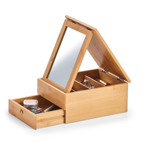 Schmuckkästchen m. Spiegel, Bambus. Länge: 250 mm. Breite: 190 mm. Höhe: 112 mm