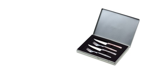 Steakbesteck 4-tlg. in Alu-Box mit Olivenholzgriffen Giesser - Made in Germany