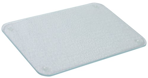 Glas-Schneidbrett aus gehärtetem, schlagfestem Industrieglas mit geriffelter Oberfläche, rutschfeste Füßchen,