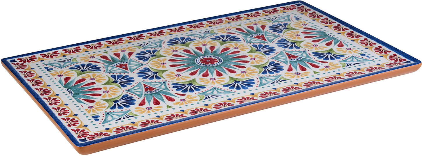 GN 1/1 Tablett -ARABESQUE- 53 x 32,5 cm, H: 2 cm Melamin innen: Dekor außen: Terrakottaoptik mit Antirutsch-Füßchen