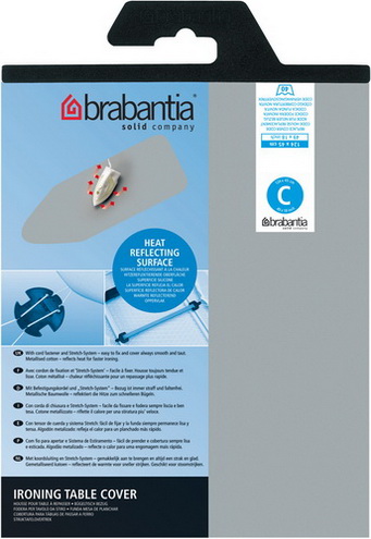 Brabantia Bügeltischbezüge 124x45 Baumwollbezug mit Metallbeschichtung und 2mm Schaumstoff Silver
