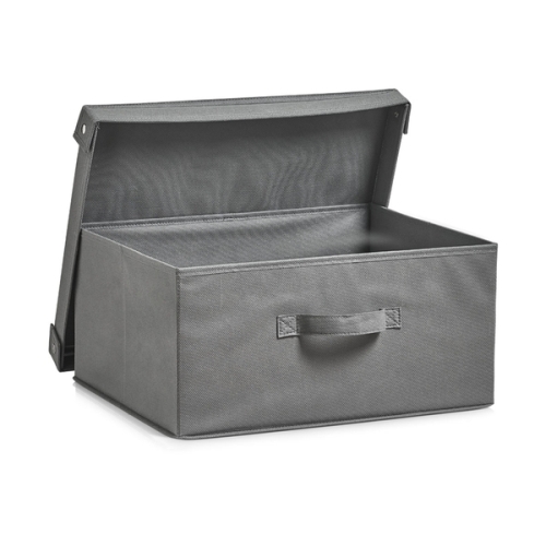 Zeller Aufbewahrungsbox m. Deckel, faltbar, Vlies, grau 41x35x20 cm