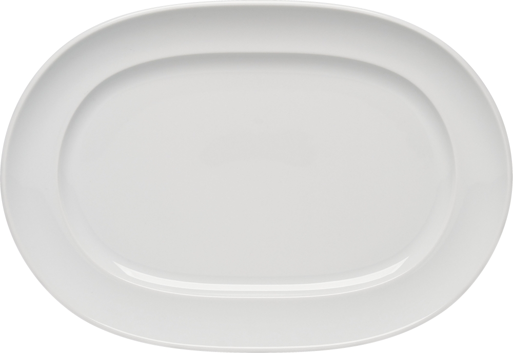 Bauscher Platte oval ENJOY, mit Fahne, 360 x 250 mm, Höhe: 32 mm, uni weiss