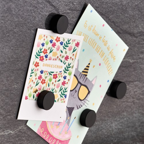 Magnet-Set, 4-tlg., extra stark, schwarz. Ø: 23 mm. Höhe: 9 mm.