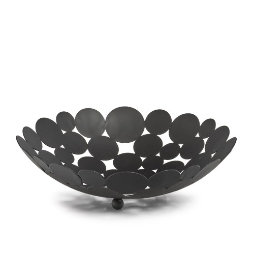 Obstschale, Metall, schwarz. Ø: 283 mm. Höhe: 85 mm.