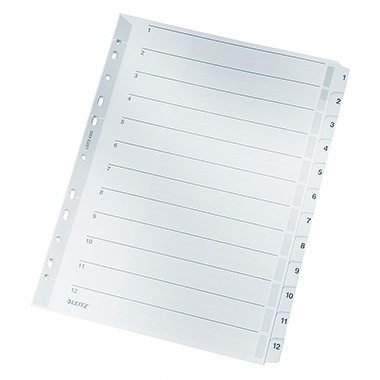 Leitz Zahlenregister DIN A4 160g/m 1-12 Karton grau