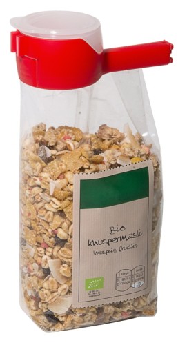 Beutelklammer, rot, mit verschließbarer Schütte