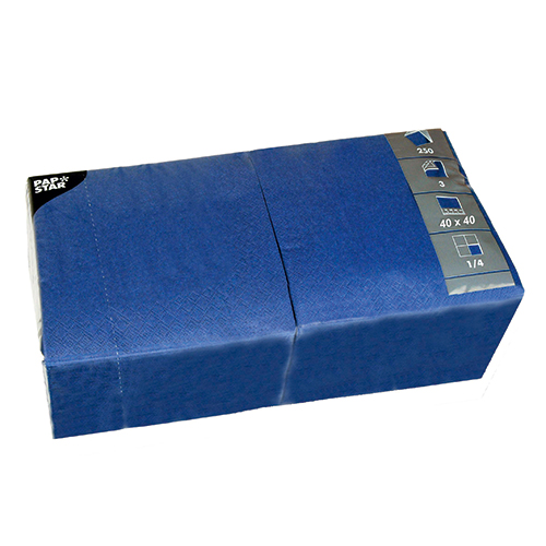 250 Servietten, 3-lagig 1/4-Falz 40 cm x 40 cm dunkelblau von PAPSTAR