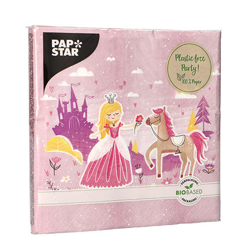 20 Servietten, 3-lagig 1/4-Falz 33 cm x 33 cm "Fairytale Princess" von PAPSTAR
