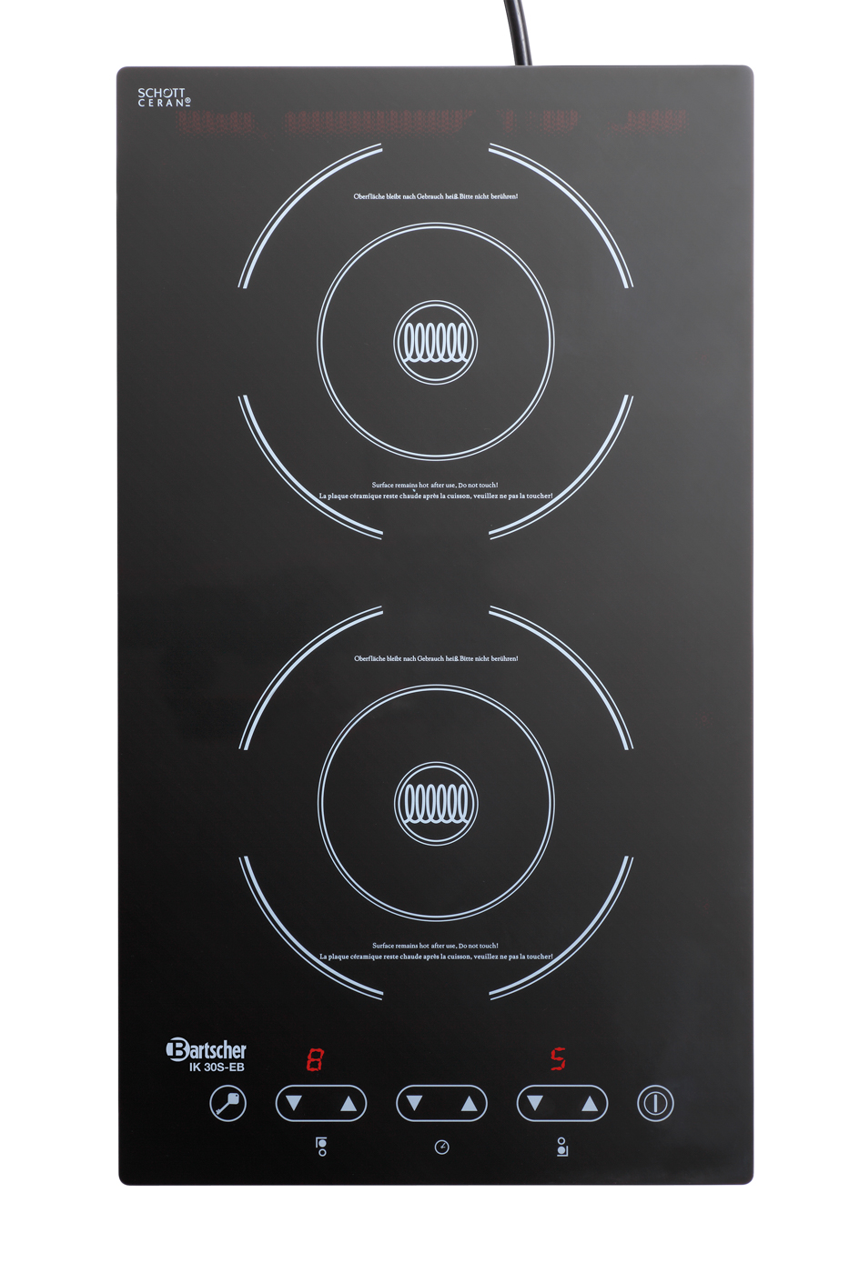 Bartscher Einbau-Induktionskocher IK 30S-EB |Anzahl Kochstellen: 2 | Maße: 29 x 51 x 8,3 cm.Gewicht: 4,5 kg