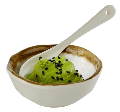 Schale -STONE ART- Ø 8 cm, H: 3 cm, 0,07 Liter Melamin innen: Dekor, weiß Rand: braun außen: weiß spülmaschinengeeignet