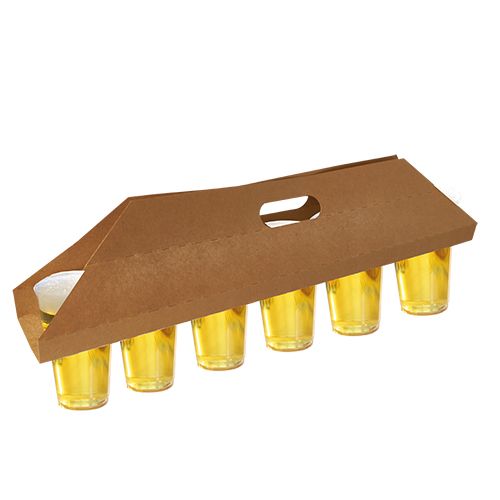 30 Tragetabletts, Pappe "pure" 12 cm x 9,5 cm x 62 cm braun für 6 Trinkbecher von PAPSTAR