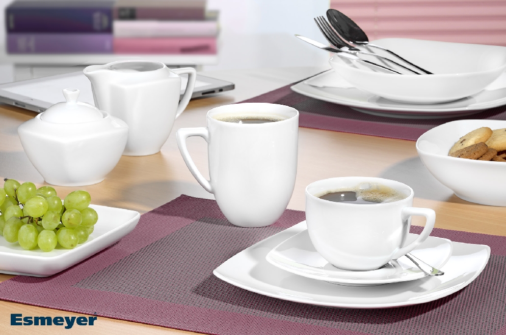 Teller tief quadratisch 22 x 22 cm Form Sarina - uni weiß Sonderangebot / Restposten / Aktionsartikel!