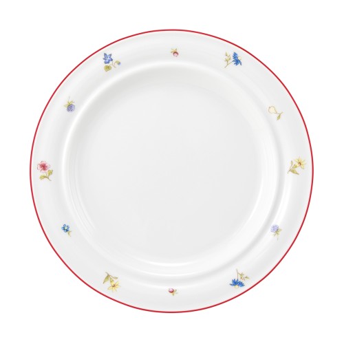 Seltmann Teller flach 23 cm Fahne, rund, Form: Community, Dekor: 57388 Streublume rote Linie, hohe Kantenschlagfestigkeit, Made in Germany