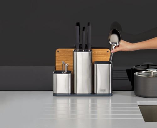 Joseph Joseph CounterStore Steel - Ordnungshelfer für die Küche, inkl. Schneidebrett
