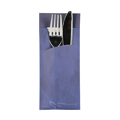520 Bestecktaschen 20 cm x 8,5 cm blau inkl. weißer Serviette 33 x 33 cm 2-lag. von PAPSTAR