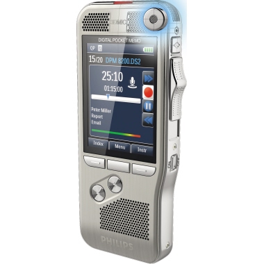 Philips Diktiergerät Digital Pocket Memo DPM 8100 5,3 x 12,3 x 1,5 cm (B x H x T) 700 (SP), 350 (QP), 50 (MP3), 27 (PCM