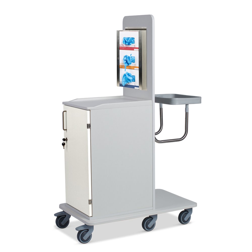 ETHERNASOLID® MULTICART Hygienewagen T12 mit festem Abfallsammler und 3-fach Handschuhboxhalterung, weiß