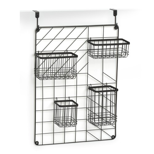 Wand-Organizer Set, 5-tlg., Metall, schwarz. Länge: 460 mm. Breite: 120 mm. Höhe: 603 mm