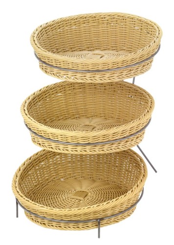 Präsentationsständer rund mit 3 Fächern, Maße: H 42,5 x B 35,5 x T 47,5 cm Durchmesser Fächer: 35 cm