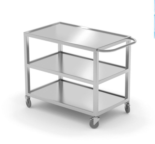 Servierwagen geschweißt mit 3 Böden aus Edelstahl, 800x500x850 mm Ausgestattet mit 3 Einlegeböden