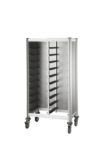 GN Tablettwagen. passend für 2 x 10 Tabletts, GN 1/1, Aluprofile mit MDF Seitenteilen. 4