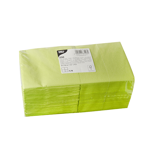 PAPSTAR 250 Servietten, 3-lagig 1/4-Falz 24 cm x 24 cm limonengrün