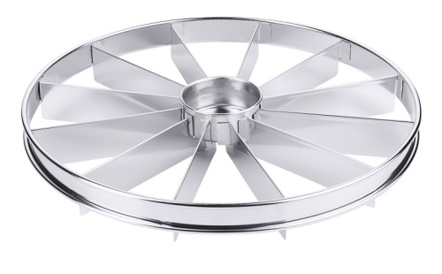 Tortenteiler aus Edelstahl 18/10, hochglänzend, schwere Qualität Höhe: 3,5 cm, Durchmesser: 32 cm, Segmente: 12