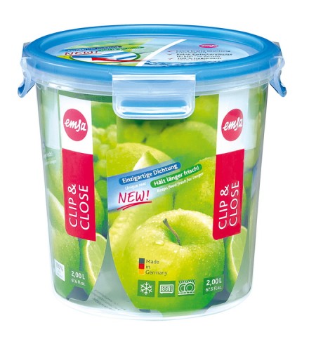 Emsa CLIP & CLOSE Frischhaltedose 2L rund, Ø: 16,7, Höhe: 16,3cm Material: Kunststoff, mit Soft-Touch-Clips