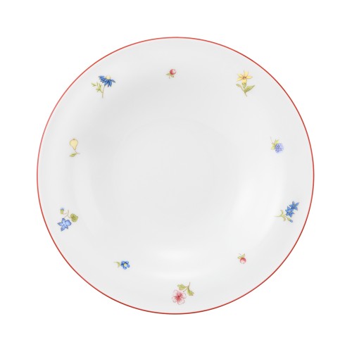 Seltmann Salatteller 19 cm, rund, Form: Community, Dekor: 57388 Streublume rote Linie, hohe Kantenschlagfestigkeit, Made in Germany