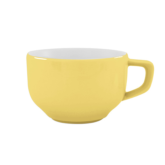 Obertasse 0,26 l - Form: Baristar - Dekor 79923, hellgelb - aus Porzellan. Hersteller: Eschenbach., "Made in Germany".