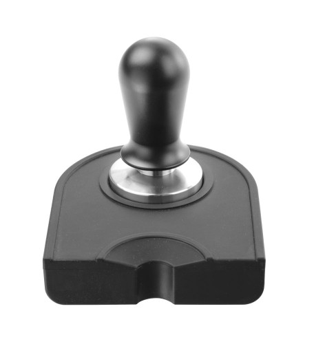 Tamperablage, einzeln, aus Silikon, mit Aussparung. Als Auflage eines Siebträgers beim Stampfen.