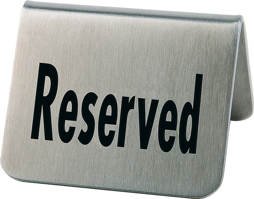 Tischaufsteller, 2er Set je 5,5 x 5 cm, H: 3,5 cm Edelstahl, mattiert beidseitige Aufschrift -reserved- nicht
