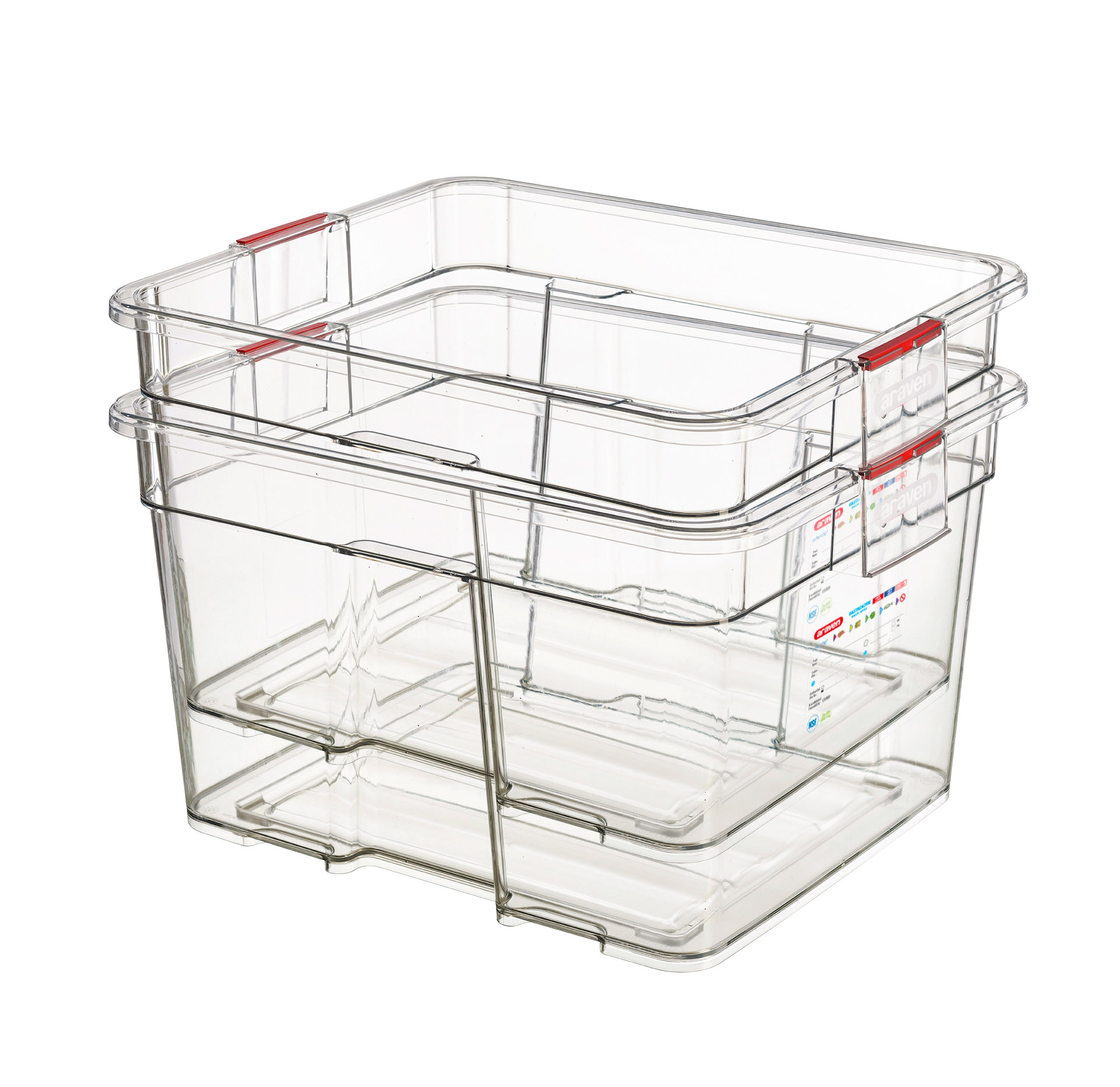 ARAVEN GN 2/1 Lebensmittelbehälter aus ABS Kunststoff, 380mm Höhe und 90 Liter Fassungsvermögen