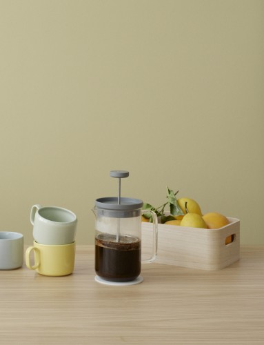 BREW-IT Pressfilterkanne 0.8 l. grau / hellgrau, Maße: 150 x 100 x 150 mm