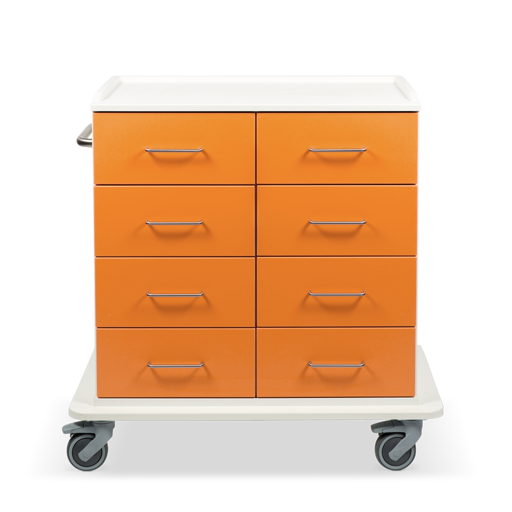 ETHERNASOLID® MULTICART Multifunktionswagen T23 mit 8 Schubladen und Schiebegriff, orange