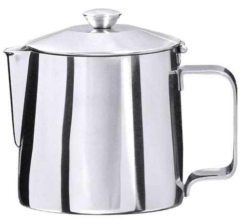 Teekanne aus Edelstahl 18/10, hochglänzend, mit Innensieb und Scharnierdeckel Volumen: 0,6 l, Höhe: 11 cm [Literangaben auf der