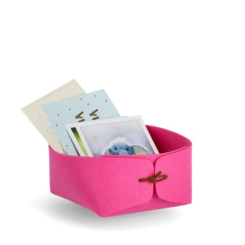 Aufbewahrungskorb, Filz, pink / Maße: 13,5x13,5x7,5, faltbar cm