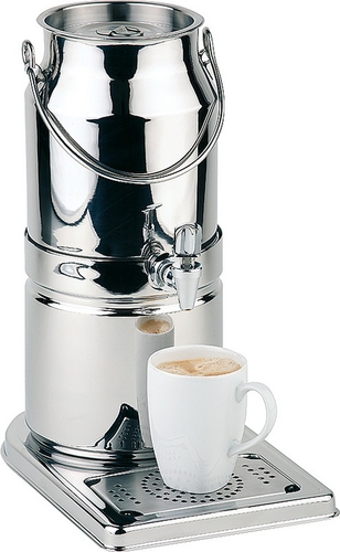 Milchkanne -TOP FRESH- 21 x 32 cm, H: 39 cm 18/8 Edelstahl 1 Kühlakku im Standfuß 3 Liter inklusive Touchless Adapter