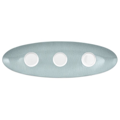 Seltmann Setplatte 44 cm, oval, Form: Coup Fine Dining, Dekor: 57271 türkis, hohe Kantenschlagfestigkeit, Made in Germany