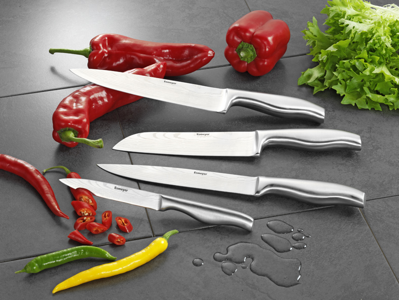 8-tlg. Messer-Set mit Edelstahl-Messern "SPARSET" Damaszener Art, Klingen aus Spezialstahl hochwertige Hohlheftgriffe "SPARSET"