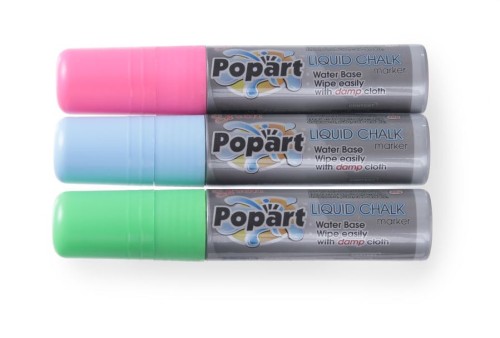 Kreidemarker-Flachspitzen Set, 315 mm, weiß, orange und gelb