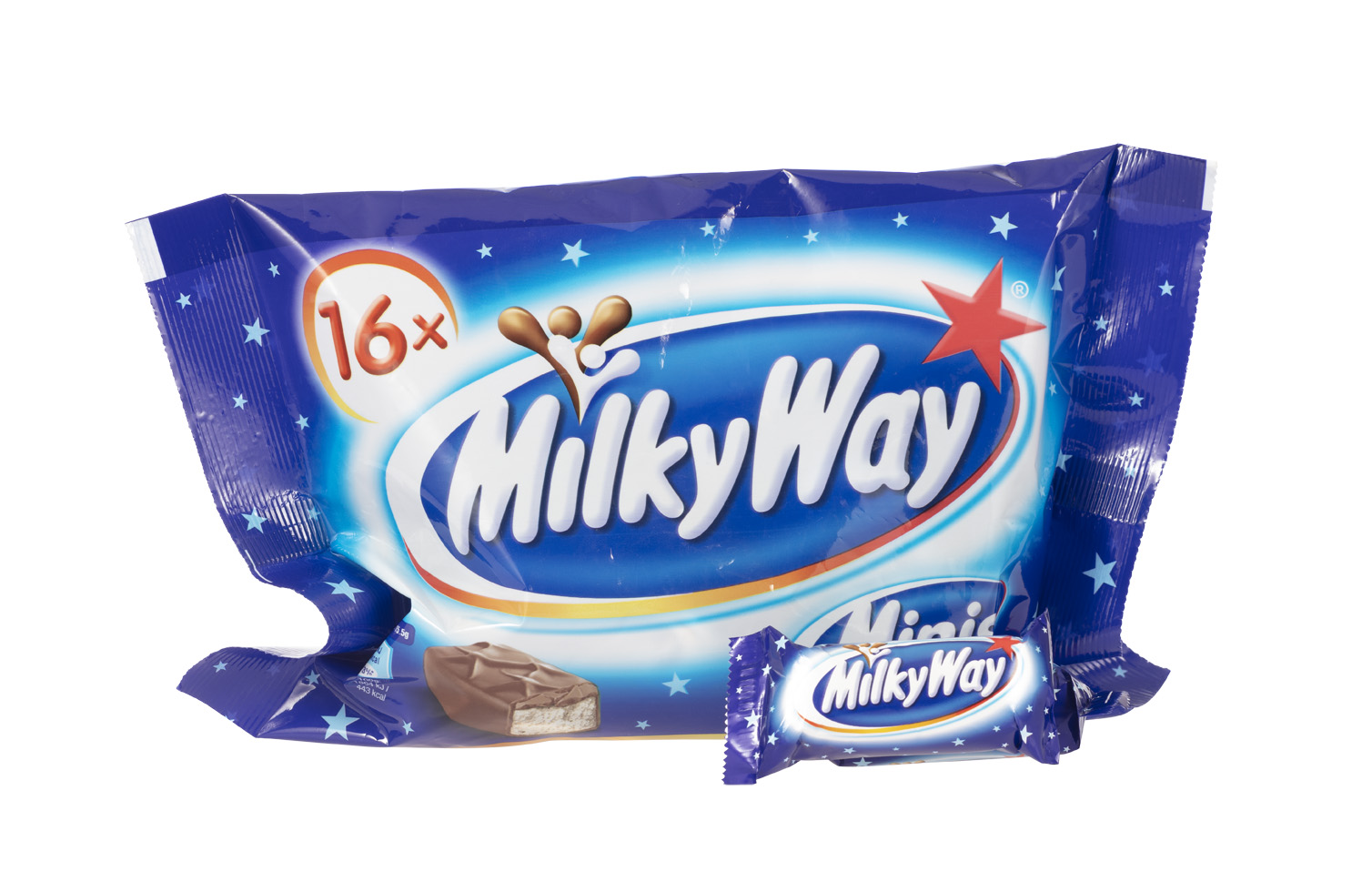 Milky Way Mini Schokoladen-Riegel mit Milchcreme Inhalt: 275g, 16 Stück je Beutel.